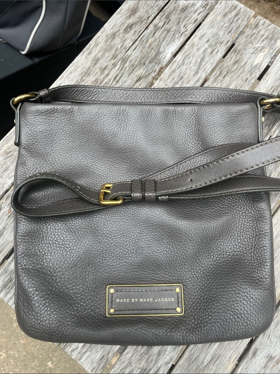 Marc By Marc Jacobs Handbags - Marc by Marc Jacobs Dark Brown Pebbled Leather Crossbody Bag with Gold Hardware